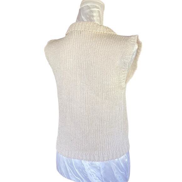 Vintage 90s Ivory Knit Button Down Coquette Cottage Sweater Vest Size Small - Picture 4 of 16